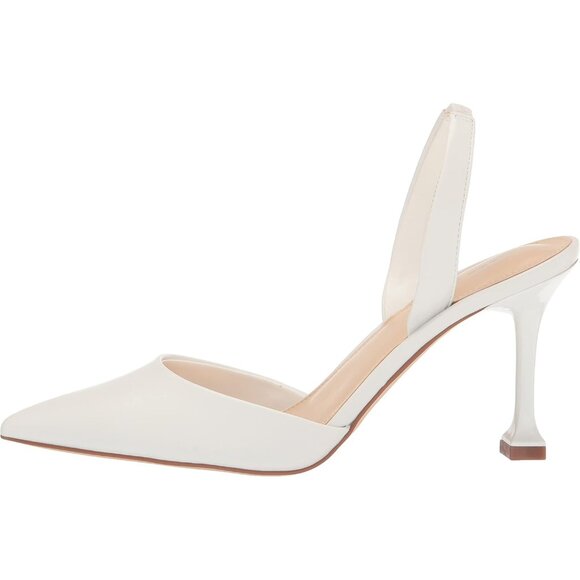 Marc Fisher Womens White Leather Closed Pointed Toe Hadya Slingback Pumps Shoes - Picture 8 of 8